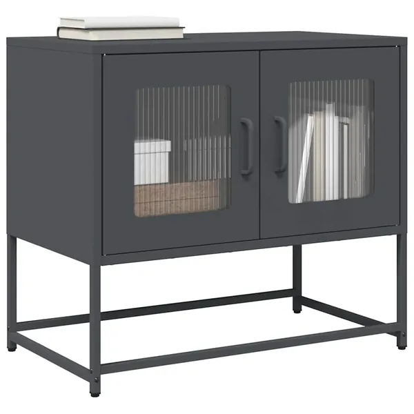 Meuble TV anthracite 68x39x60,5 cm acier laminé à froid