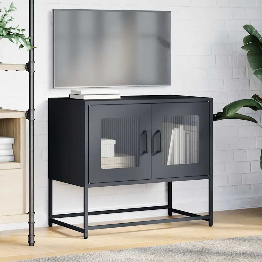 Meuble TV anthracite 68x39x60,5 cm acier laminé à froid - 3