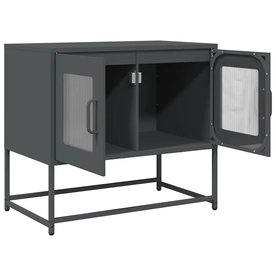 Meuble TV anthracite 68x39x60,5 cm acier laminé à froid - 5