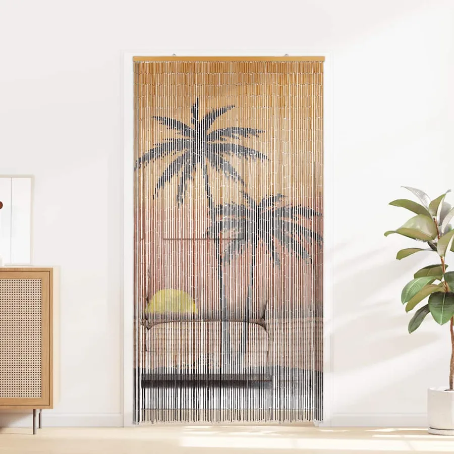 Rideau anti-insectes imprimé palmier 90x220 cm bambou - 2