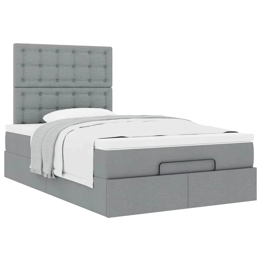 Cadre de lit ottoman et matelas gris clair 120x200 cm tissu - 5