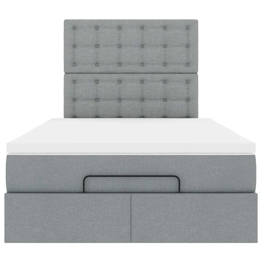 Cadre de lit ottoman et matelas gris clair 120x200 cm tissu - 7
