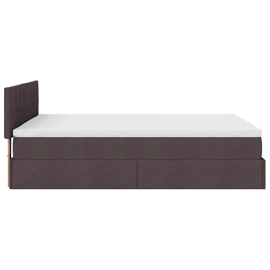 Lit ottoman avec matelas et LED marron foncé 140x190 cm tissu - 11
