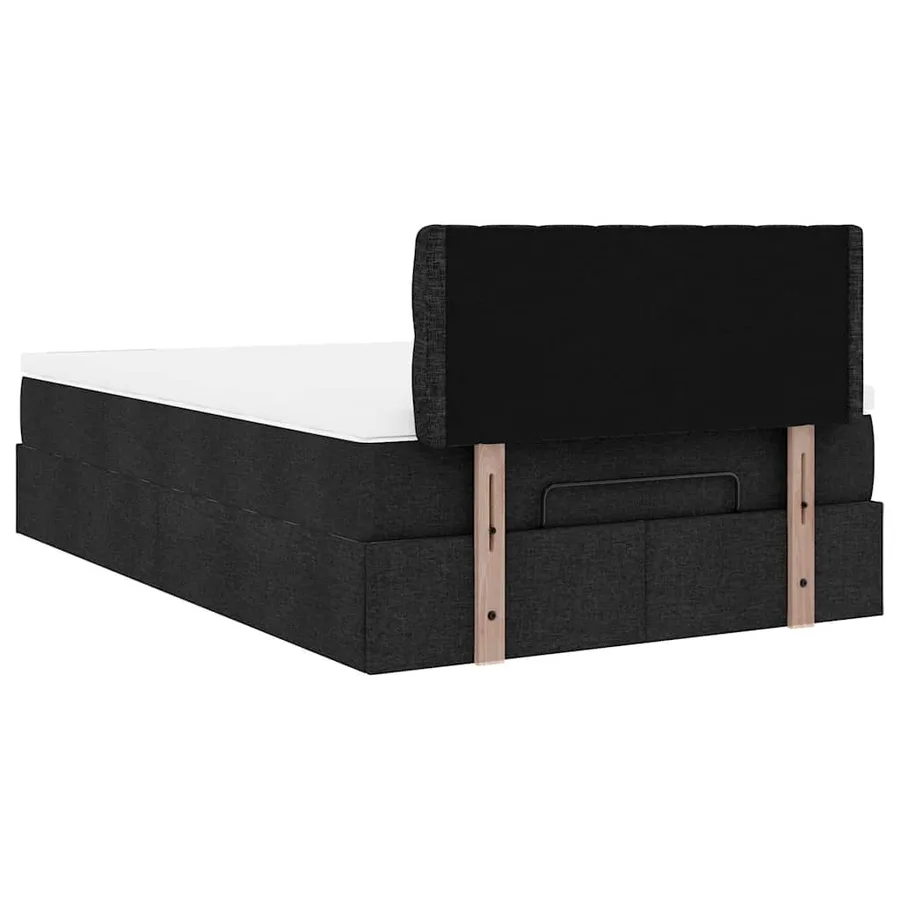 Lit ottoman avec matelas noir 120x200 cm tissu - 12