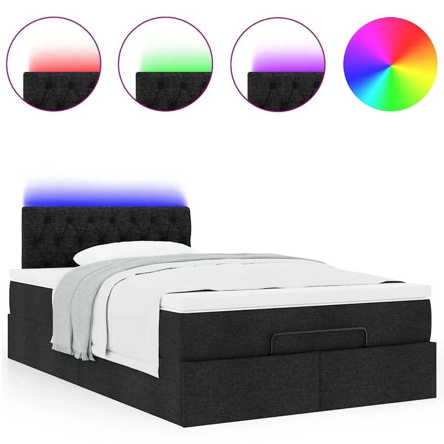 Lit ottoman avec matelas noir 120x200 cm tissu - 5