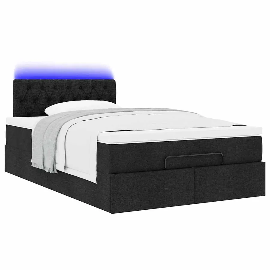 Lit ottoman avec matelas noir 120x200 cm tissu - 6