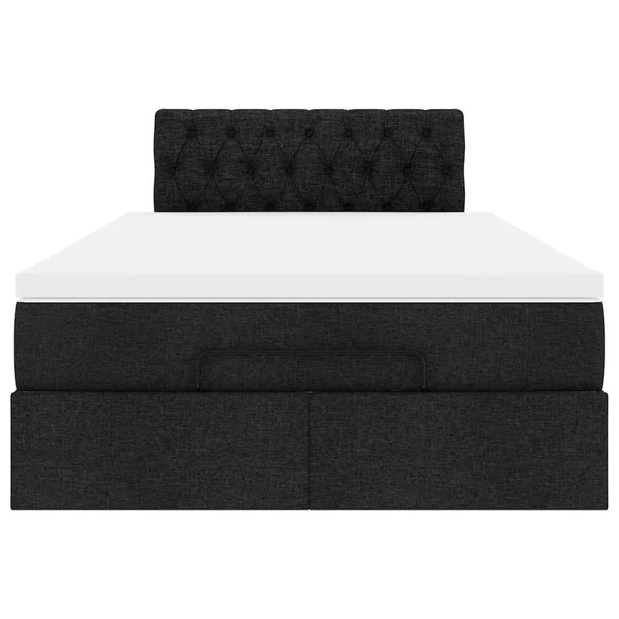 Lit ottoman avec matelas noir 120x200 cm tissu - 8