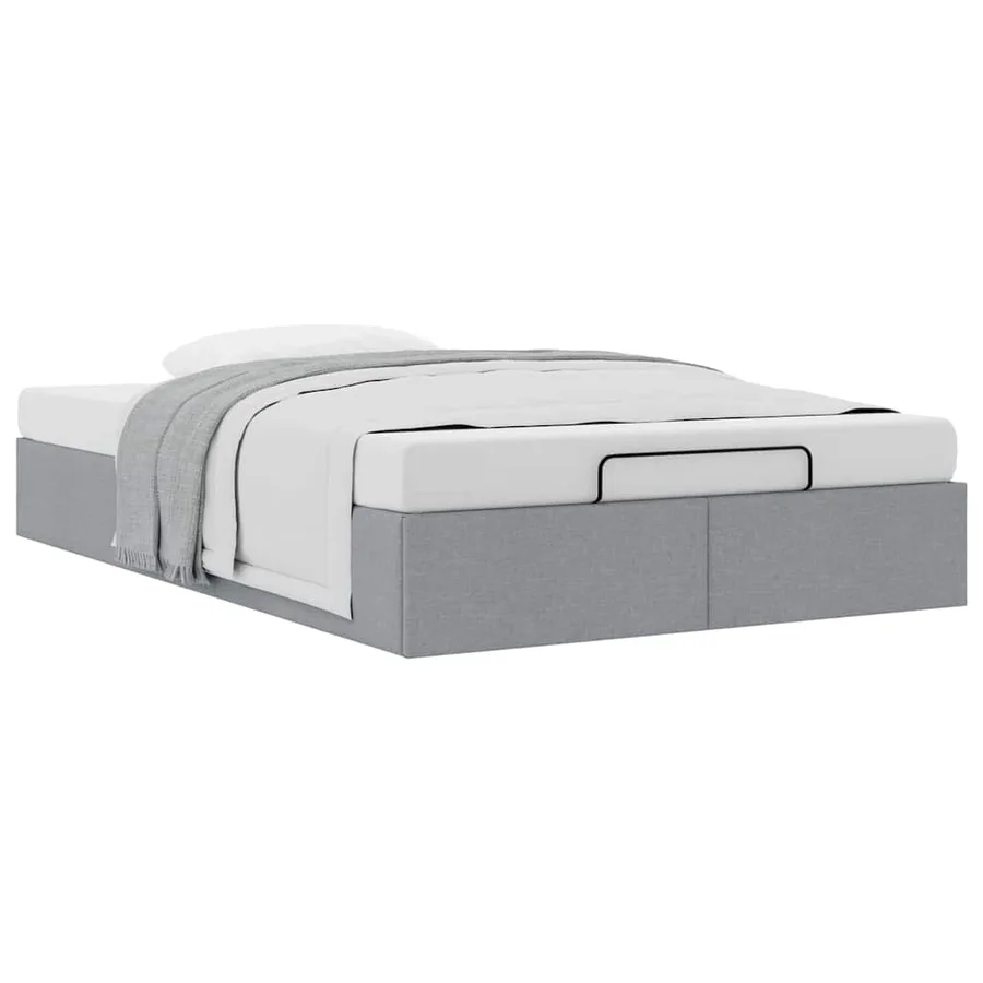 Cadre de lit ottoman sans matelas gris clair 120x200 cm tissu - 5