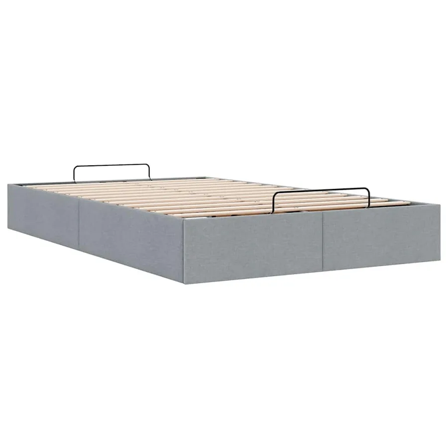 Cadre de lit ottoman sans matelas gris clair 120x200 cm tissu - 6