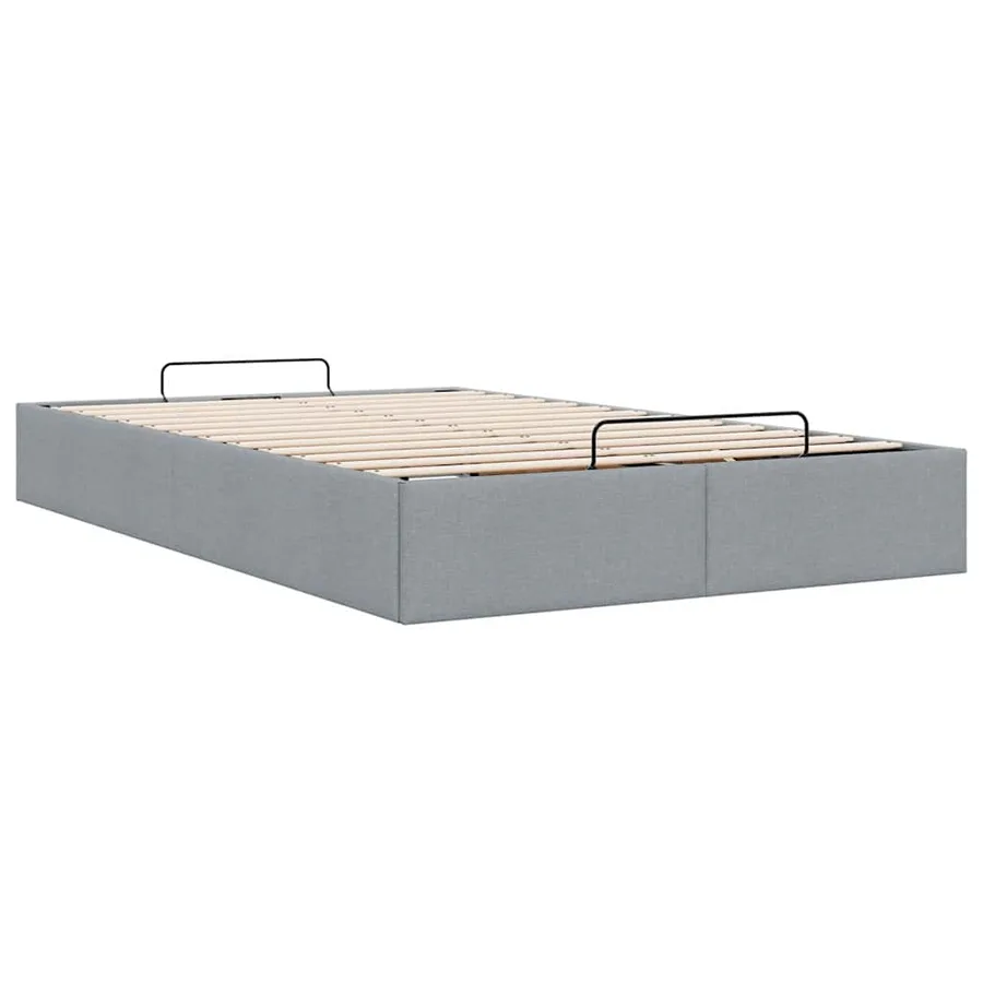 Cadre de lit ottoman sans matelas gris clair 120x200 cm tissu - 9