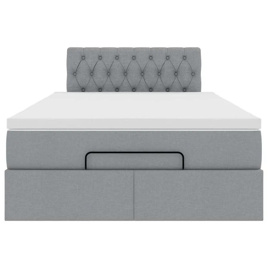 Lit ottoman avec matelas gris clair 120x200 cm tissu - 8