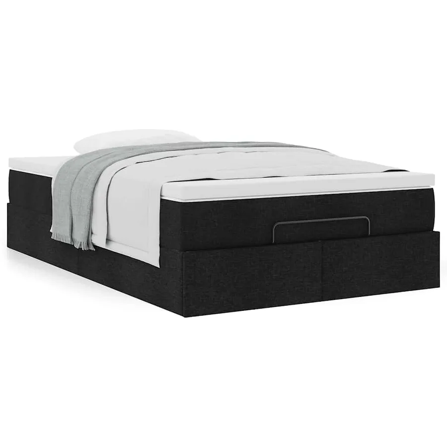 Cadre de lit ottoman avec matelas noir 120x200cm tissu - 4