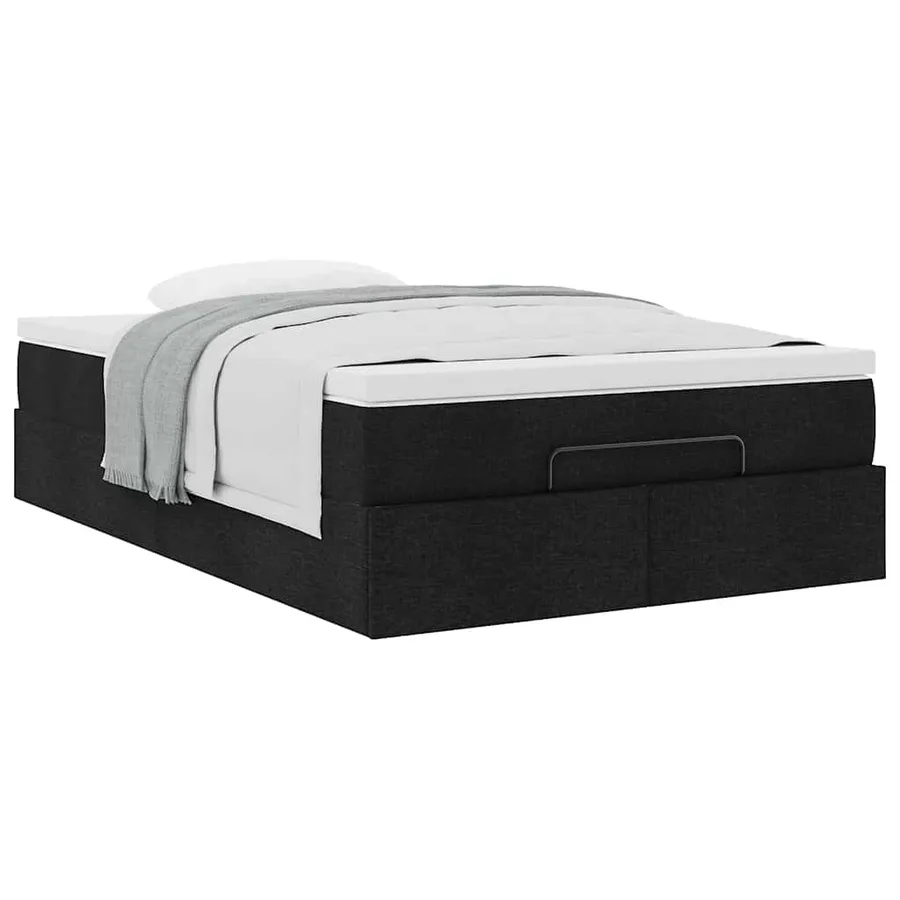 Cadre de lit ottoman avec matelas noir 120x200cm tissu - 5