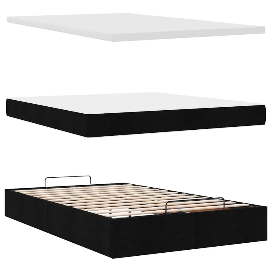 Cadre de lit ottoman avec matelas noir 120x200cm tissu - 8