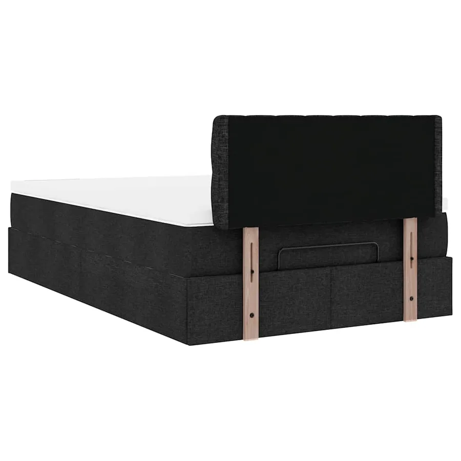 Lit ottoman avec matelas noir 120x200 cm tissu - 11
