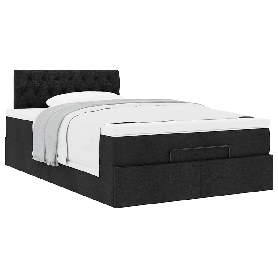 Lit ottoman avec matelas noir 120x200 cm tissu - 5