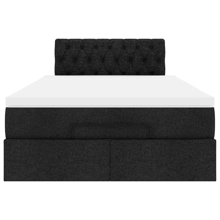 Lit ottoman avec matelas noir 120x200 cm tissu - 7