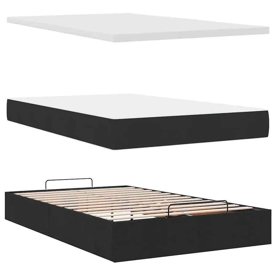 Lit ottoman avec matelas noir 120x200 cm tissu - 8