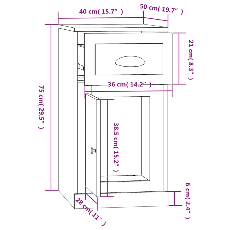 Armoire latérale avec tiroir chêne sonoma 40x50x75 cm - 11
