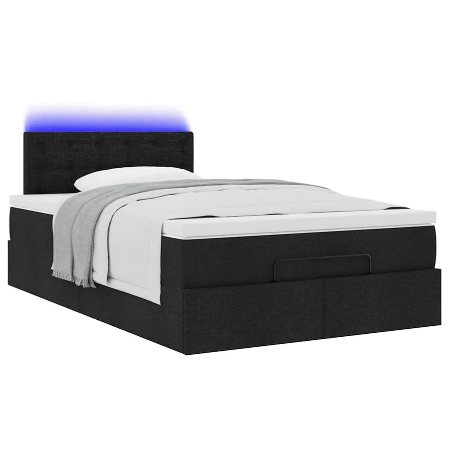 Lit ottoman avec matelas noir 120x200 cm tissu - 6
