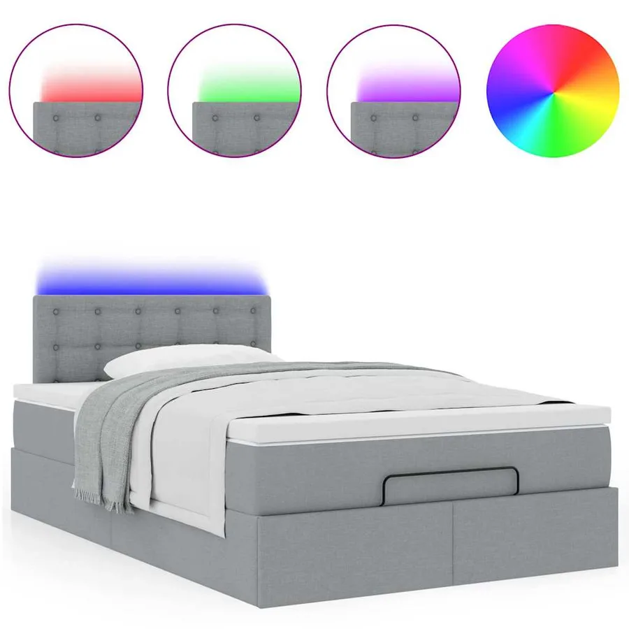 Lit ottoman avec matelas gris clair 120x200 cm tissu - 5