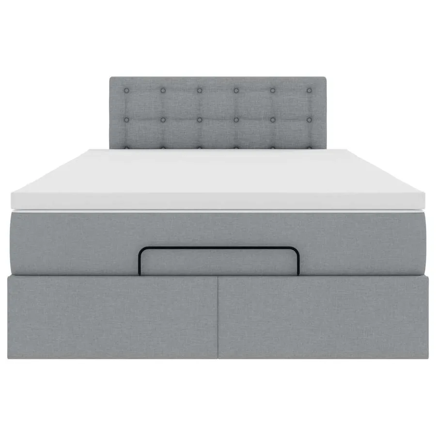 Lit ottoman avec matelas gris clair 120x200 cm tissu - 8