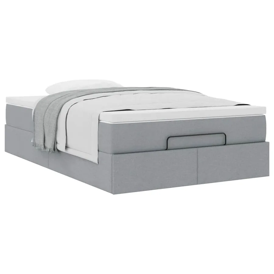 Cadre de lit ottoman et matelas gris clair 120x200 cm tissu - 5