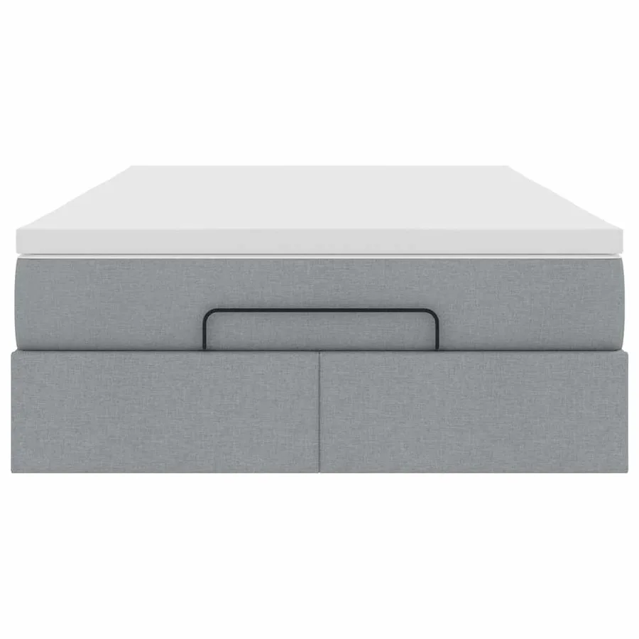 Cadre de lit ottoman et matelas gris clair 120x200 cm tissu - 7