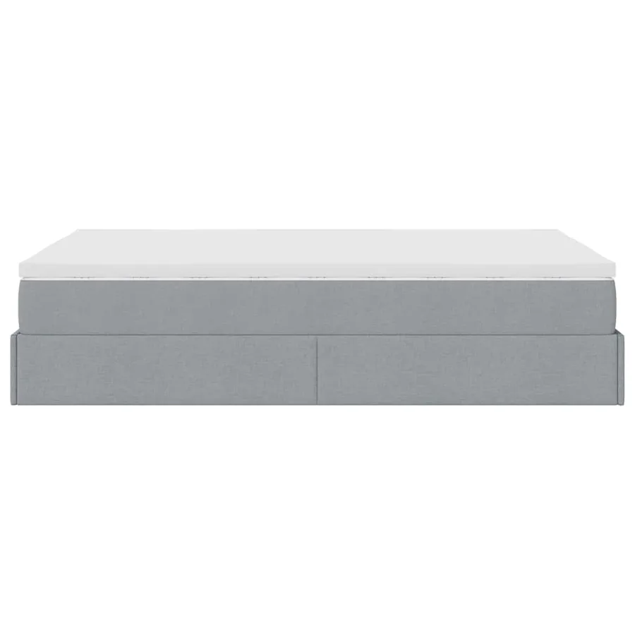 Cadre de lit ottoman et matelas gris clair 120x200 cm tissu - 9