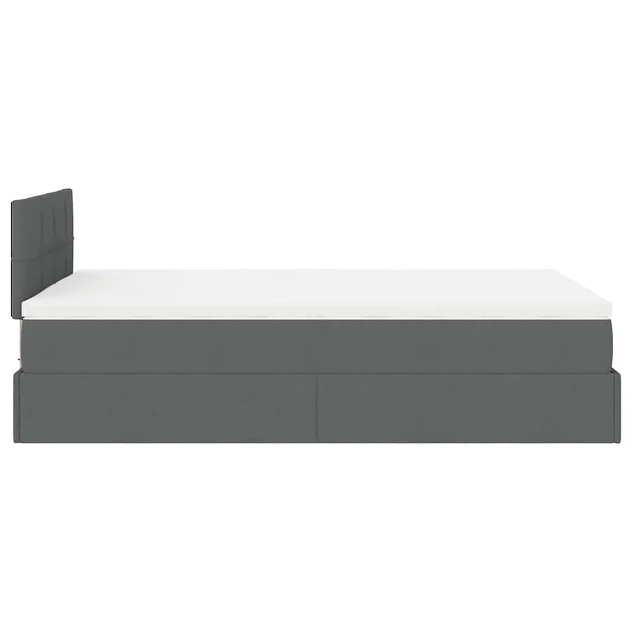 Lit ottoman avec matelas et LED gris foncé 120x200 cm tissu - 11
