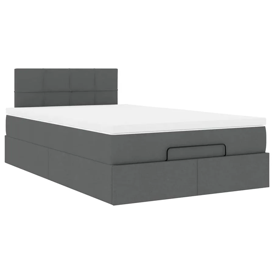 Lit ottoman avec matelas et LED gris foncé 120x200 cm tissu - 7