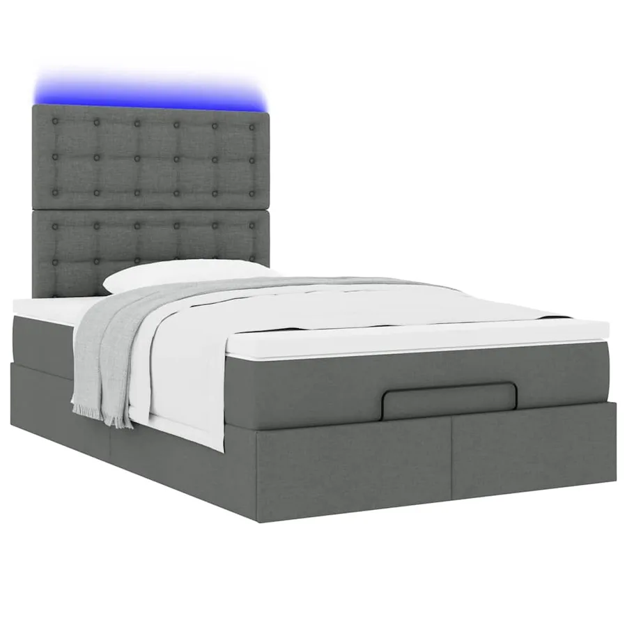 Cadre de lit ottoman avec matelas gris foncé 120x200cm tissu - 6