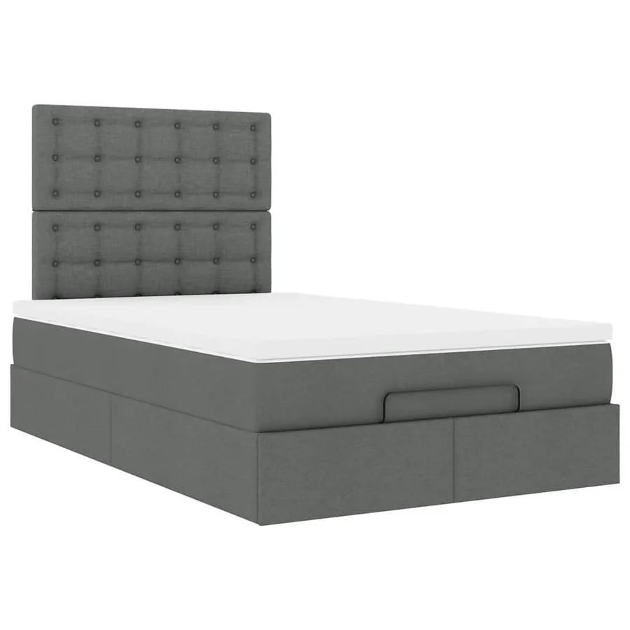 Cadre de lit ottoman avec matelas gris foncé 120x200cm tissu - 7