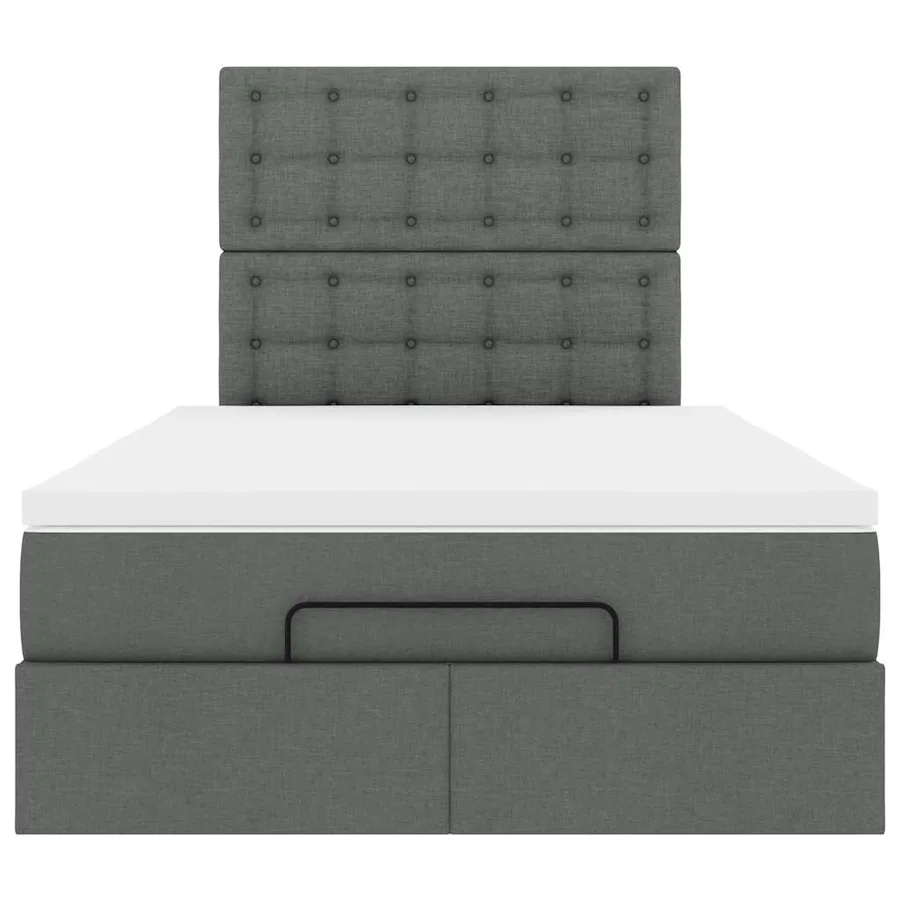 Cadre de lit ottoman avec matelas gris foncé 120x200cm tissu - 8