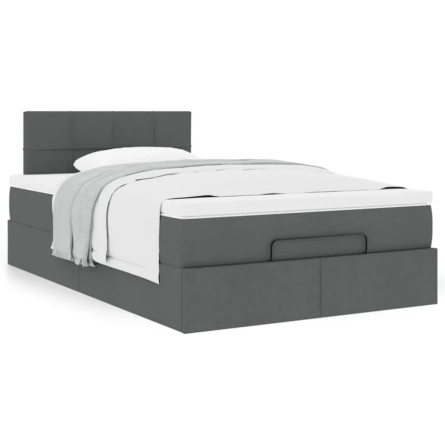 Lit ottoman avec matelas gris foncé 120x200 cm tissu - 4