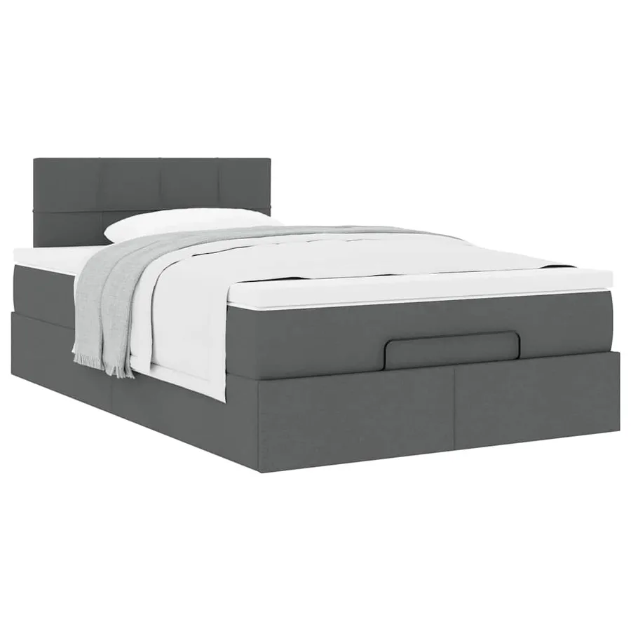 Lit ottoman avec matelas gris foncé 120x200 cm tissu - 5