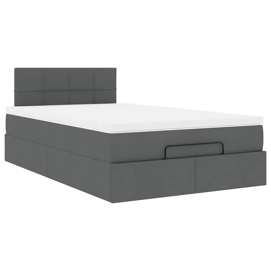 Lit ottoman avec matelas gris foncé 120x200 cm tissu - 6