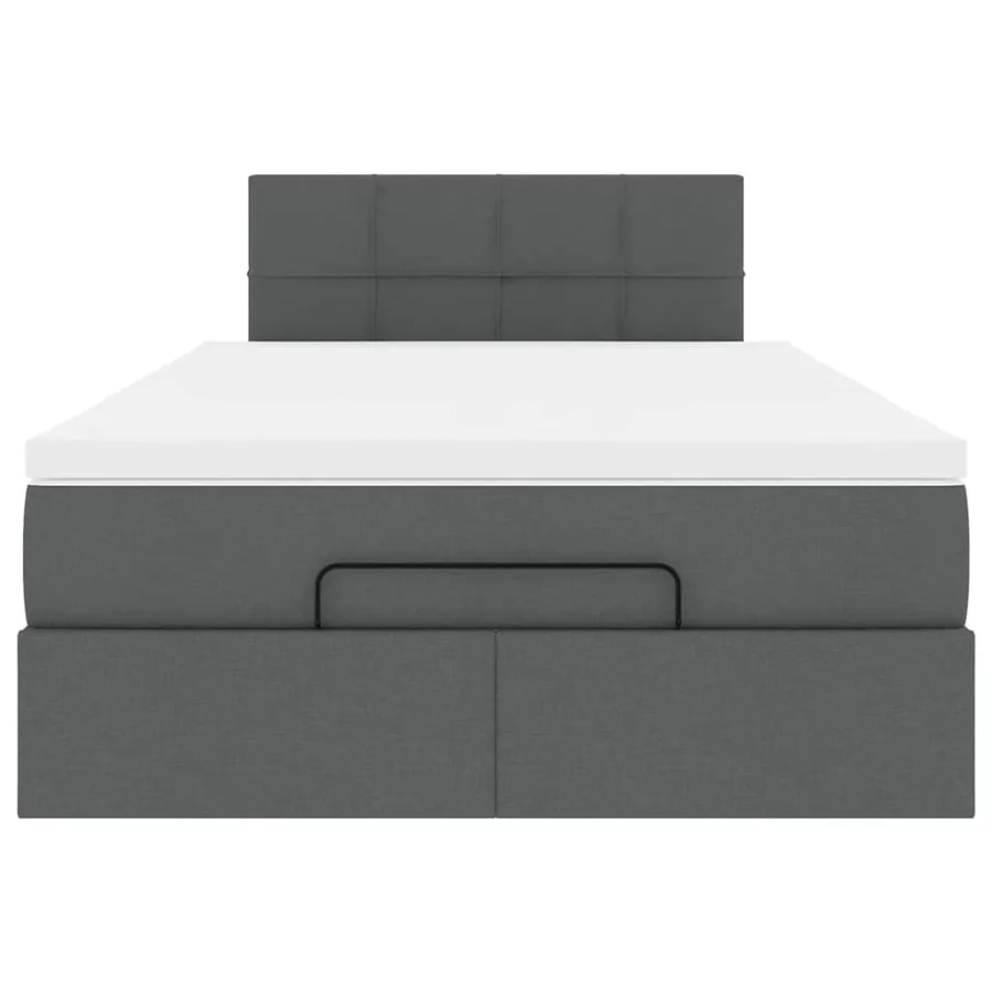 Lit ottoman avec matelas gris foncé 120x200 cm tissu - 7
