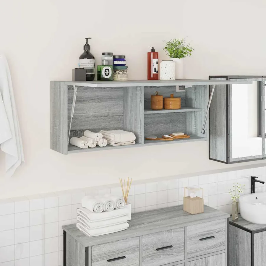 Armoire murale de bain sonoma gris 100x25x40 cm bois ingénierie