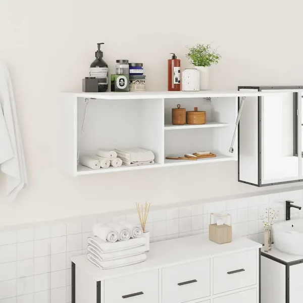 Armoire murale de bain blanc 100x25x40 cm bois d'ingénierie