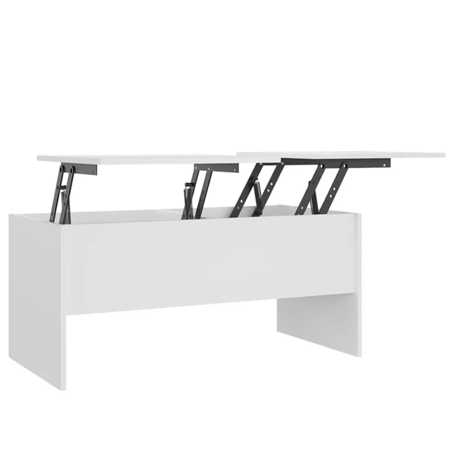 Table basse Blanc 102x50,5x46,5 cm Bois d'ingénierie - 2