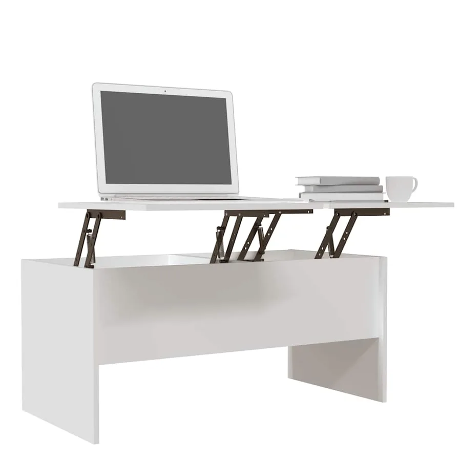 Table basse Blanc 102x50,5x46,5 cm Bois d'ingénierie - 4