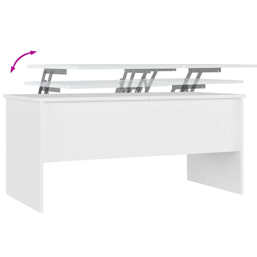 Table basse Blanc 102x50,5x46,5 cm Bois d'ingénierie - 8
