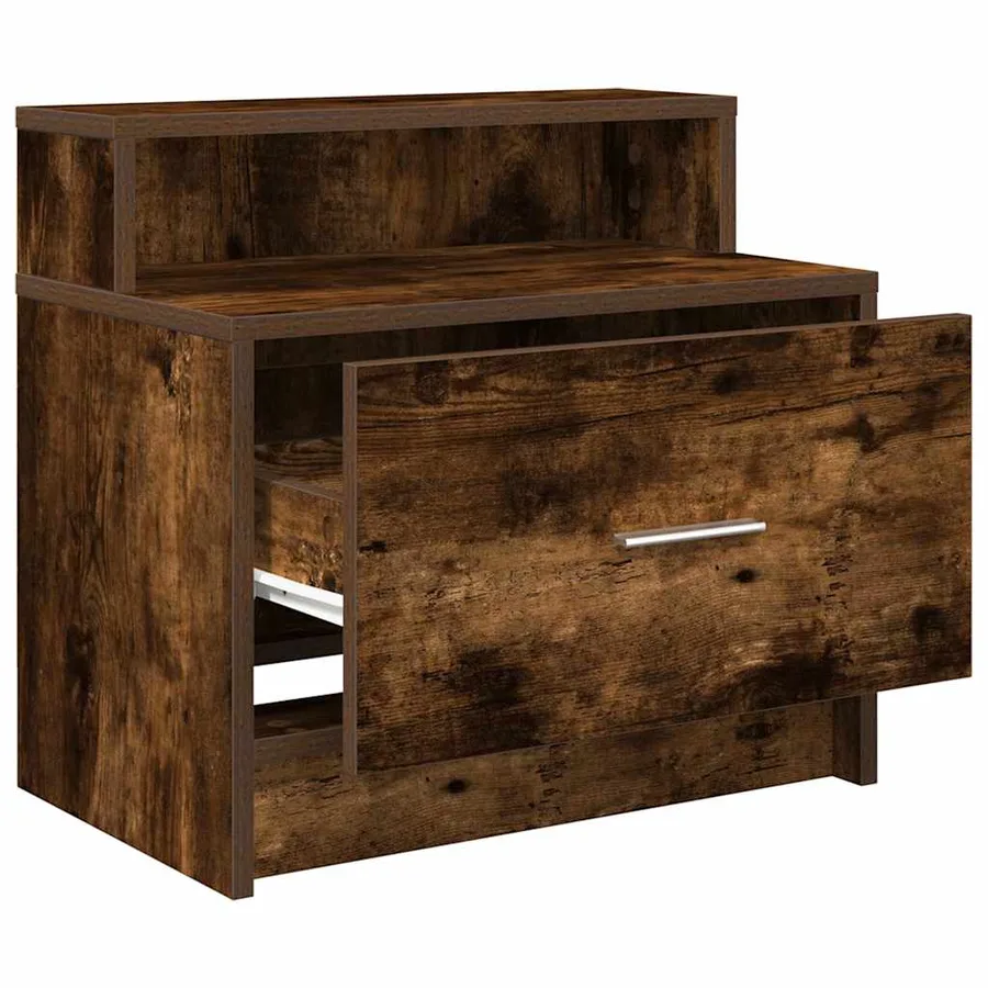Tables de chevet avec tiroir 2 pcs chêne fumé 51x31x47 cm - 5