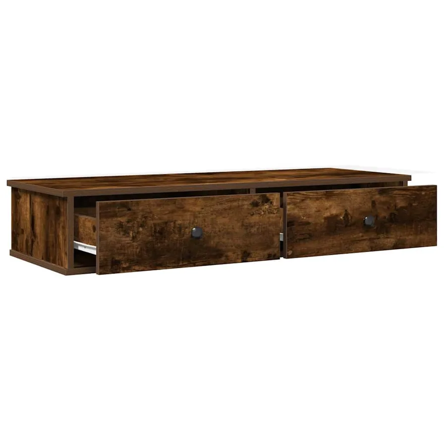Étagère murale avec tiroirs chêne fumé bois d'ingénierie - 7