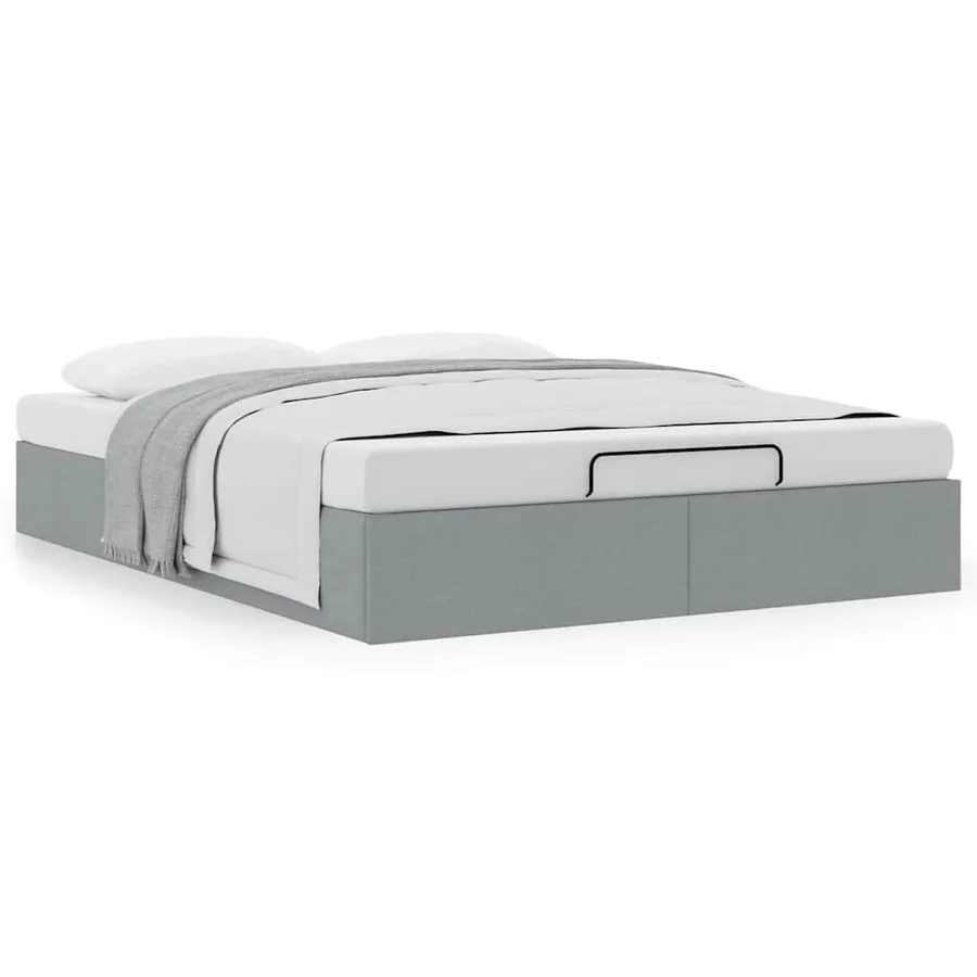 Cadre de lit ottoman sans matelas gris clair 140x190 cm tissu - 4