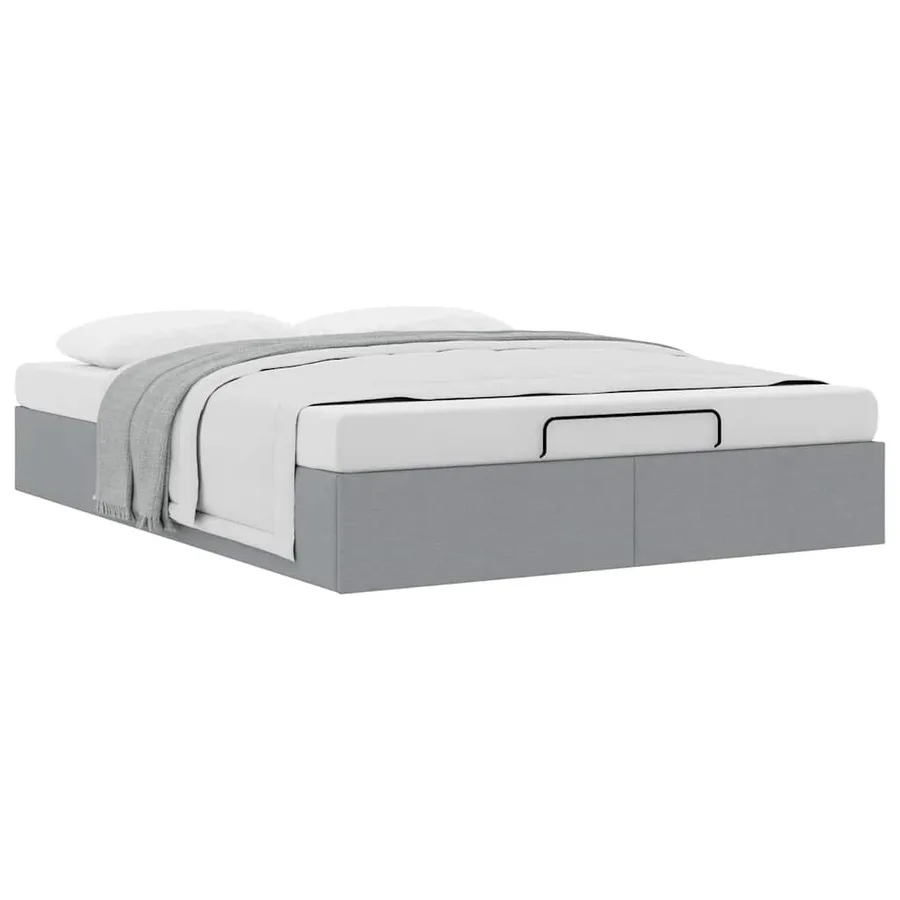 Cadre de lit ottoman sans matelas gris clair 140x190 cm tissu - 5