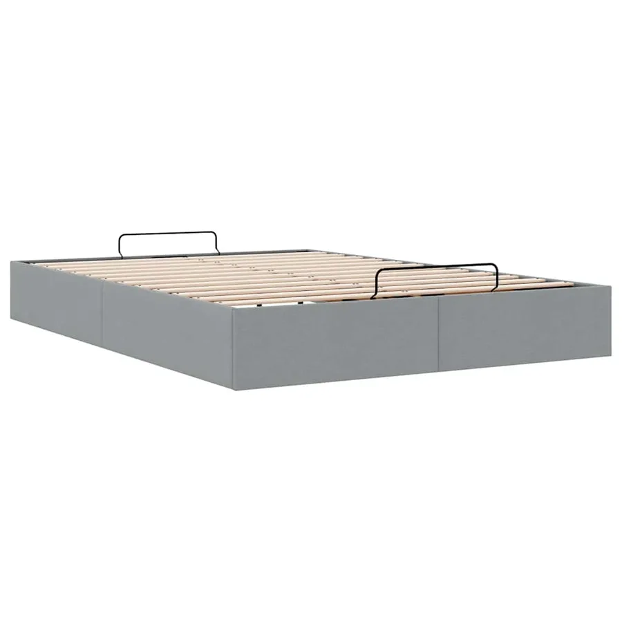 Cadre de lit ottoman sans matelas gris clair 140x190 cm tissu - 6