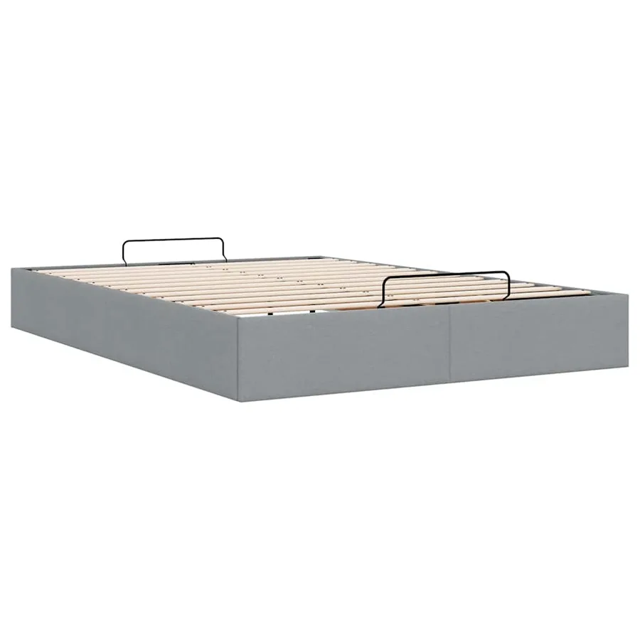 Cadre de lit ottoman sans matelas gris clair 140x190 cm tissu - 9