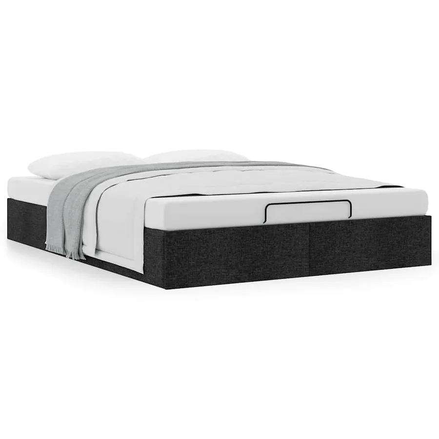 Cadre de lit ottoman sans matelas noir 140x190 cm tissu - 4